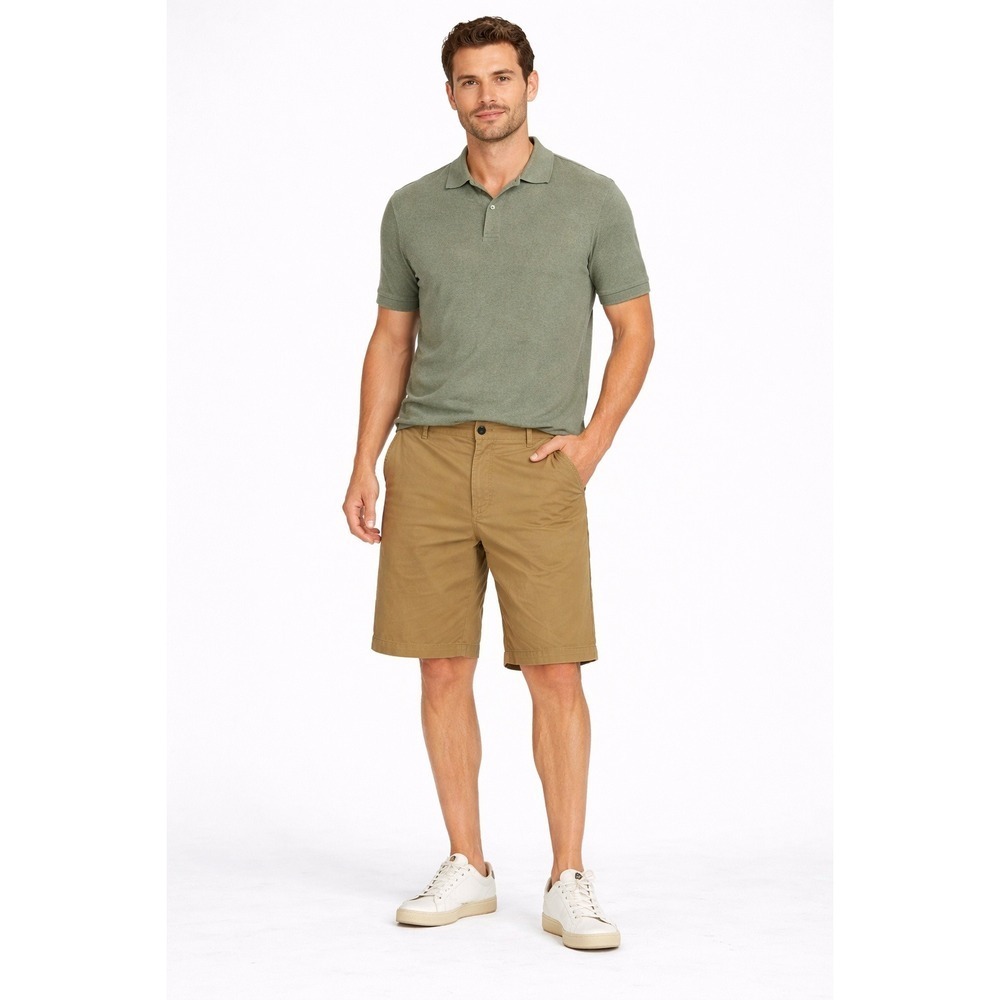 Dockers Men 36 Ultimate Chino Shorts Khaki Tan Flat Front Cotton‎ Twill Casual